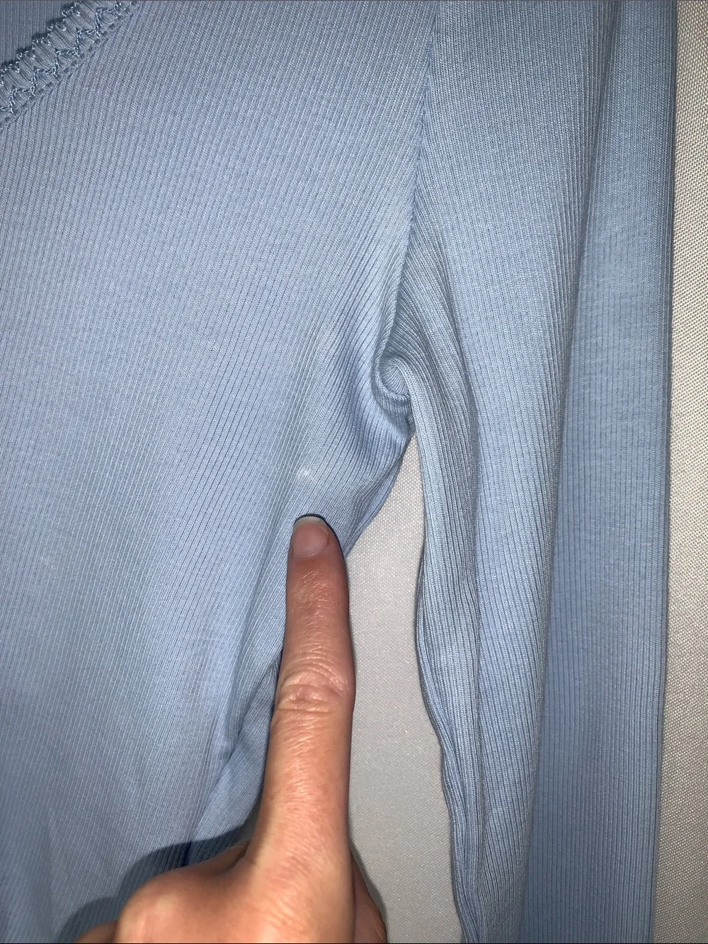 NWT H&M Ruched Front Ribbed Top in Blue